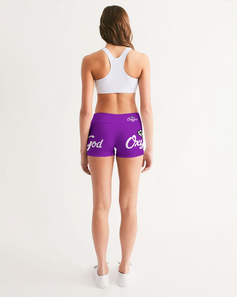 OXYGOD - (Purple) Women's Mid-Rise Yoga Shorts