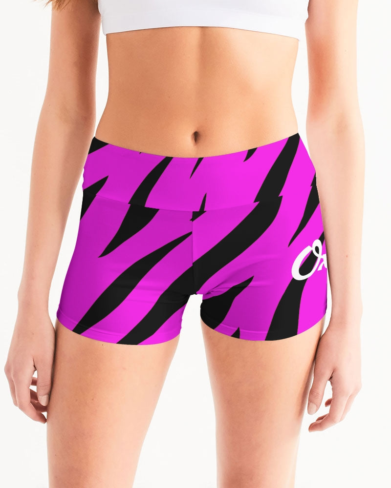 PINK TIGER Women's Mid-Rise Yoga Shorts