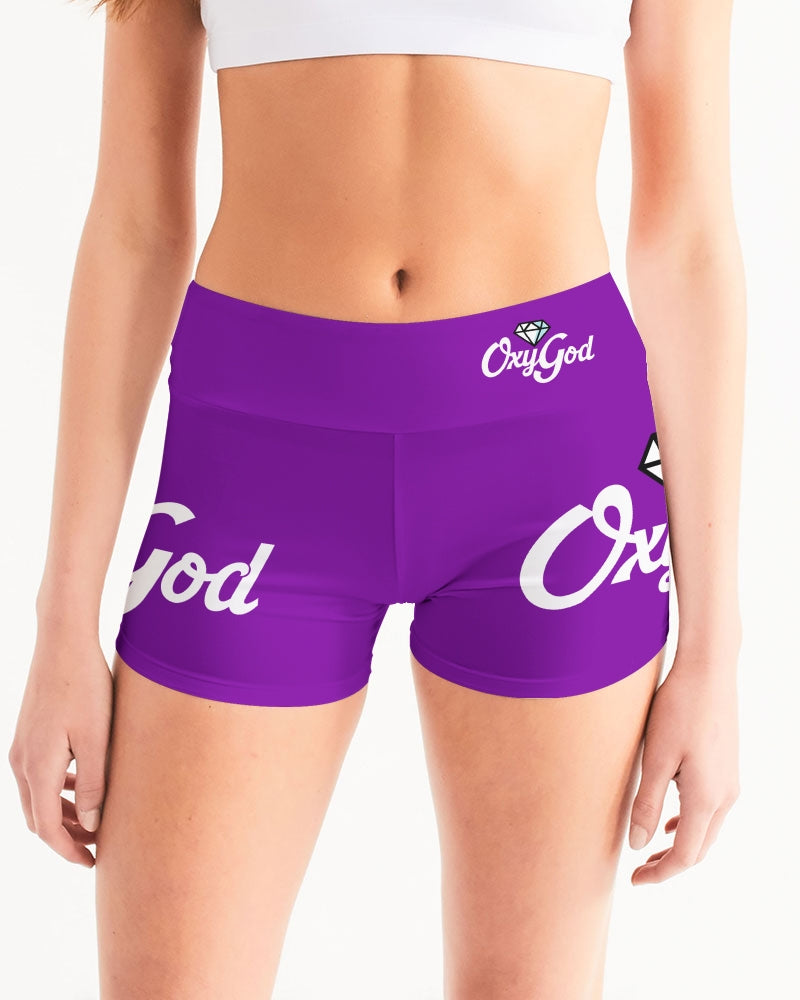 OXYGOD - Women's Mid-Rise Yoga Shorts (Purple)