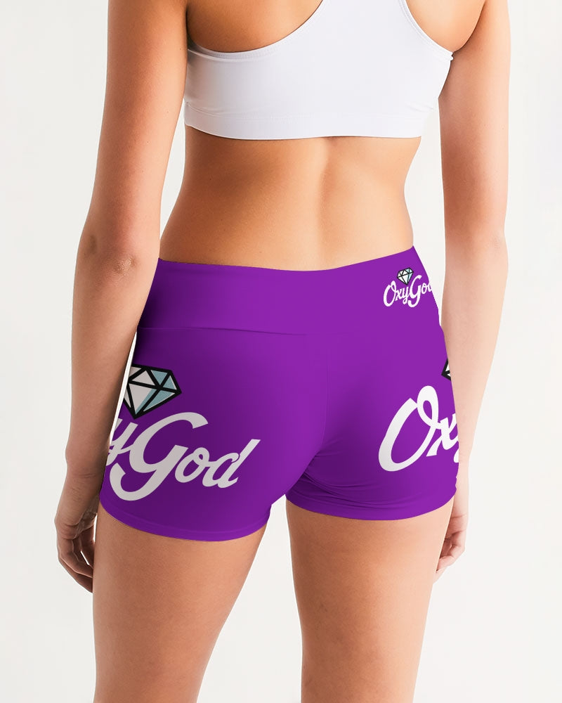 OXYGOD - Women's Mid-Rise Yoga Shorts (Purple)