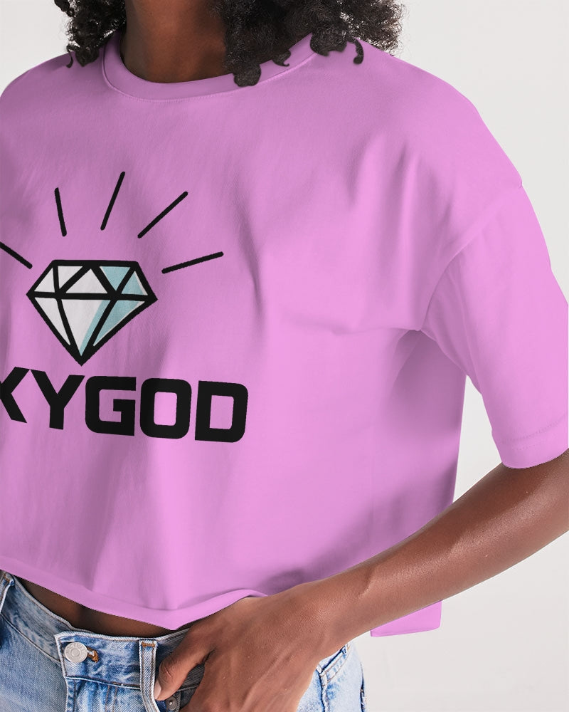 OXYGOD - PINK WOMENS SHIRT WOMEN'S LOUNGE CROPPED TEE