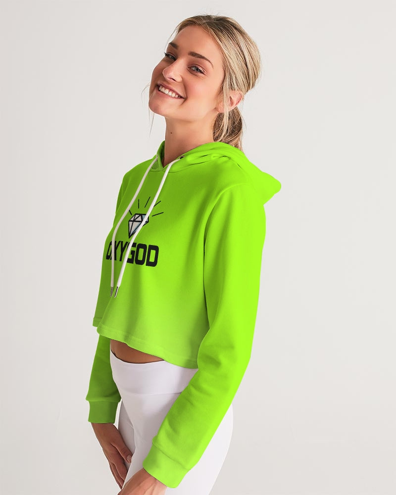 OXYGOD ONGOD WMNS CROP HOODIE - LIME GREEN WOMEN'S CROPPED HOODIE