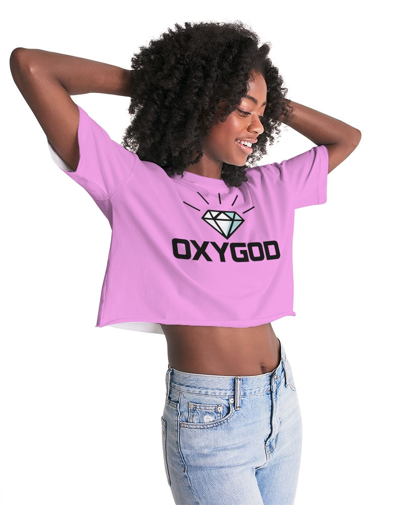 OXYGOD ONGOD WMNS CRP TSHIRT - PINK WOMEN'S LOUNGE CROPPED TEE