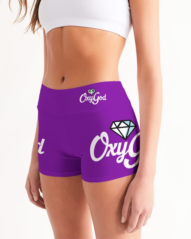 OXYGOD - (Purple) Women's Mid-Rise Yoga Shorts