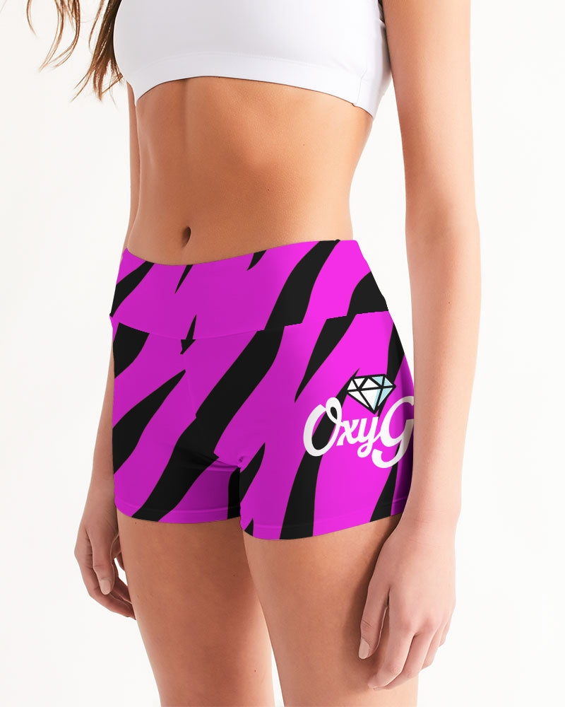 PINK TIGER Women's Mid-Rise Yoga Shorts