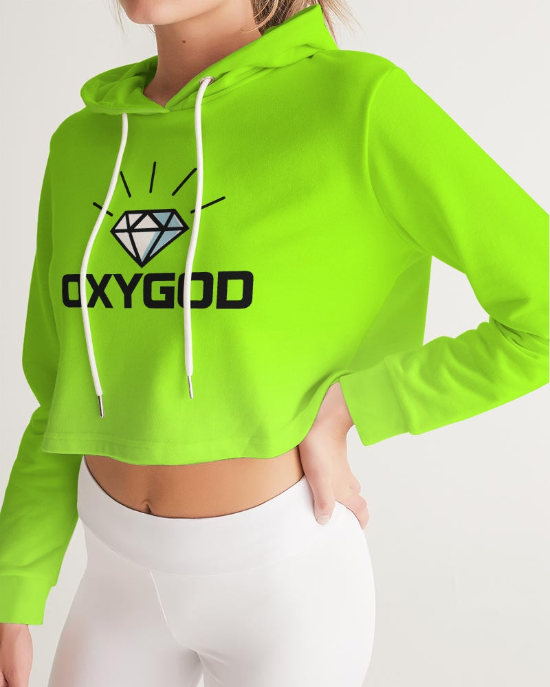OXYGOD ONGOD WMNS CROP HOODIE - LIME GREEN WOMEN'S CROPPED HOODIE