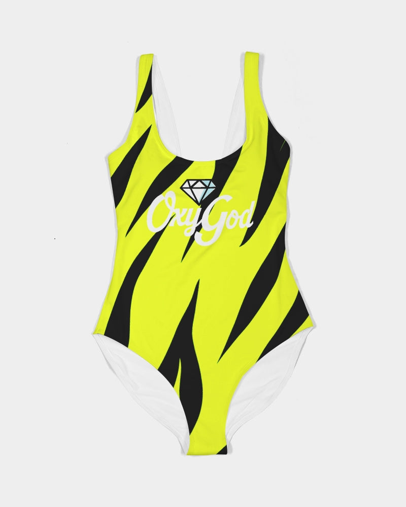 OXYGOD - NEON YELLOW TIGER OG Women's One-Piece Swimsuit